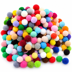 Spalvoti pom pom kamuoliukai rankdarbiams 2 cm
